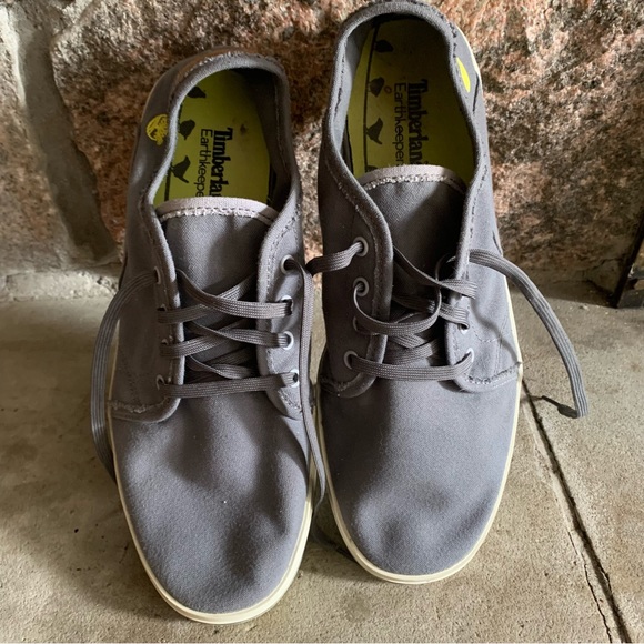 Timberland Earthkeepers Sz 9.5 Grey Canvas with Lime rubber outsole - Picture 2 of 9